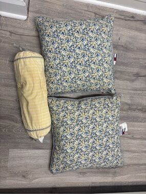 Tommy Hilfiger Yellow and White Striped Throw Pillow Set with Bolster